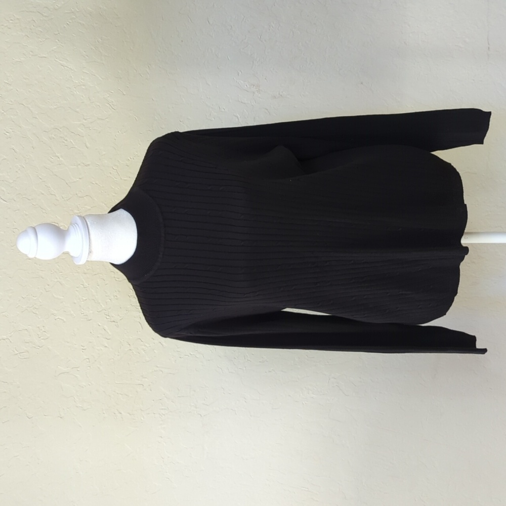Laura Scott Vintage Lightweight Cable Knit Long Sleeve Mock Neck Sweater Large